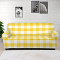 Yellow And White Gingham Pattern Print Sofa Cover
