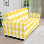 Yellow And White Gingham Pattern Print Sofa Cover