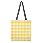 Yellow And White Gingham Pattern Print Tote Bag