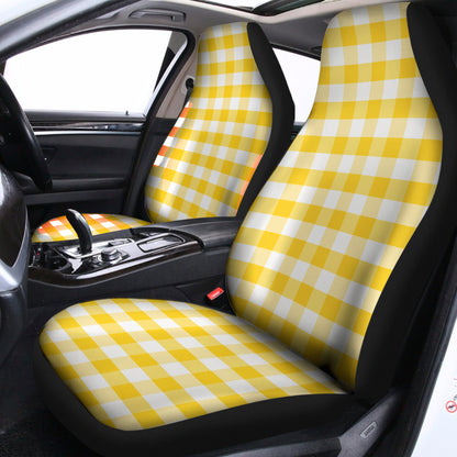 Yellow And White Gingham Pattern Print Universal Fit Car Seat Covers