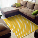 Yellow And White Polka Dot Pattern Print Area Rug