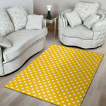 Yellow And White Polka Dot Pattern Print Area Rug