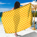 Yellow And White Polka Dot Pattern Print Beach Sarong Wrap