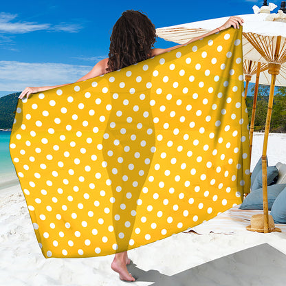 Yellow And White Polka Dot Pattern Print Beach Sarong Wrap