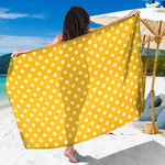 Yellow And White Polka Dot Pattern Print Beach Sarong Wrap