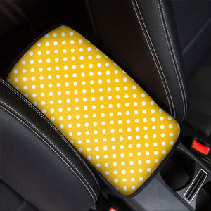 Yellow And White Polka Dot Pattern Print Car Center Console Cover