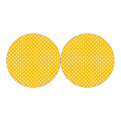 Yellow And White Polka Dot Pattern Print Car Coasters