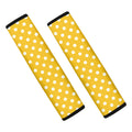 Yellow And White Polka Dot Pattern Print Car Seat Belt Covers