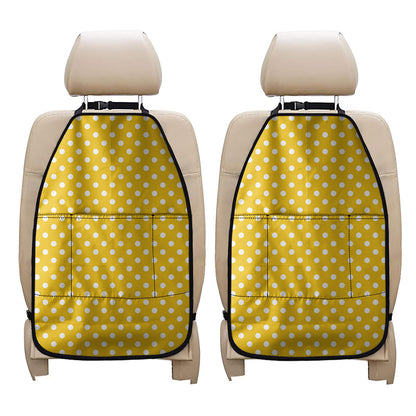 Yellow And White Polka Dot Pattern Print Car Seat Organizers
