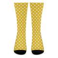 Yellow And White Polka Dot Pattern Print Crew Socks