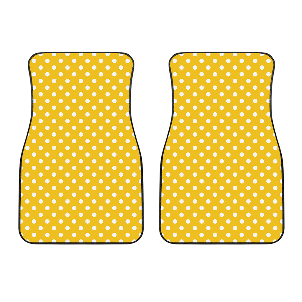 Yellow And White Polka Dot Pattern Print Front Car Floor Mats
