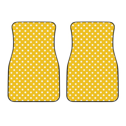 Yellow And White Polka Dot Pattern Print Front Car Floor Mats
