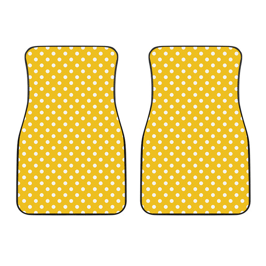 Yellow And White Polka Dot Pattern Print Front Car Floor Mats