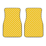 Yellow And White Polka Dot Pattern Print Front Car Floor Mats