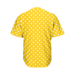 Yellow And White Polka Dot Pattern Print Men's Baseball Jersey