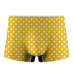 Yellow And White Polka Dot Pattern Print Men's Boxer Briefs