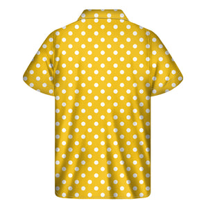 Yellow And White Polka Dot Pattern Print Men's Short Sleeve Shirt