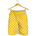 Yellow And White Polka Dot Pattern Print Men's Shorts