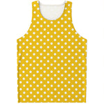 Yellow And White Polka Dot Pattern Print Men's Tank Top