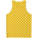 Yellow And White Polka Dot Pattern Print Men's Tank Top