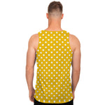 Yellow And White Polka Dot Pattern Print Men's Tank Top