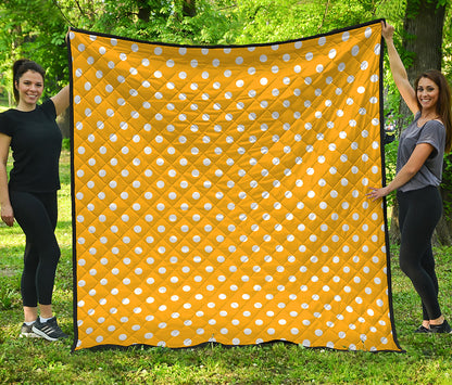 Yellow And White Polka Dot Pattern Print Quilt