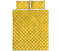 Yellow And White Polka Dot Pattern Print Quilt Bed Set