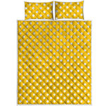 Yellow And White Polka Dot Pattern Print Quilt Bed Set