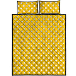 Yellow And White Polka Dot Pattern Print Quilt Bed Set