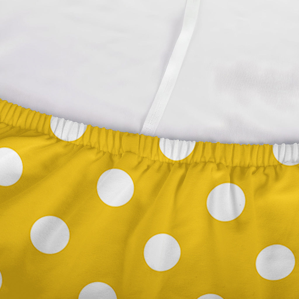 Yellow And White Polka Dot Pattern Print Sofa Cover
