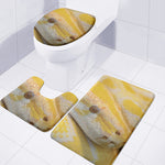 Yellow And White Python Snake Print 3 Piece Bath Mat Set