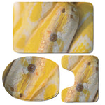 Yellow And White Python Snake Print 3 Piece Bath Mat Set