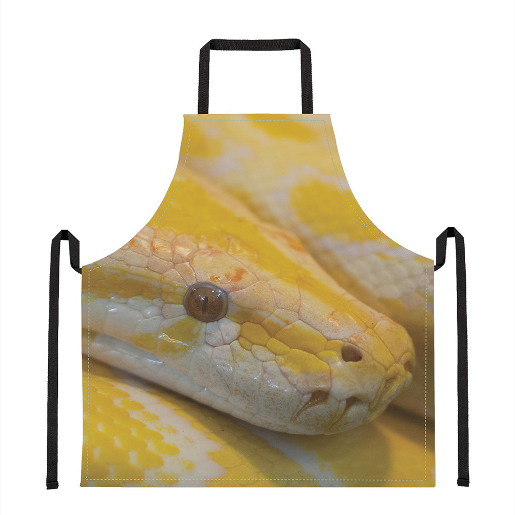 Yellow And White Python Snake Print Apron