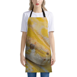 Yellow And White Python Snake Print Apron