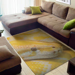 Yellow And White Python Snake Print Area Rug