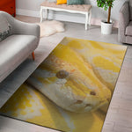 Yellow And White Python Snake Print Area Rug
