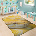 Yellow And White Python Snake Print Area Rug