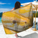 Yellow And White Python Snake Print Beach Sarong Wrap