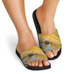 Yellow And White Python Snake Print Black Slide Sandals