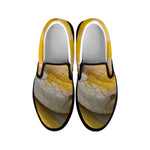 Yellow And White Python Snake Print Black Slip On Shoes