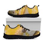 Yellow And White Python Snake Print Black Sneakers