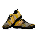 Yellow And White Python Snake Print Black Sneakers