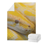 Yellow And White Python Snake Print Blanket
