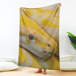 Yellow And White Python Snake Print Blanket