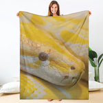 Yellow And White Python Snake Print Blanket