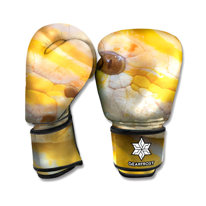 Yellow And White Python Snake Print Boxing Gloves