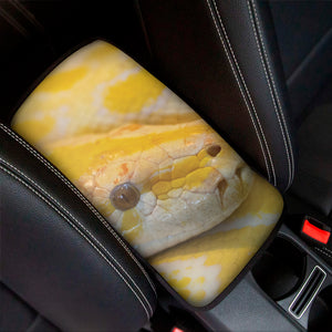 Yellow And White Python Snake Print Car Center Console Cover