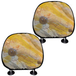 Yellow And White Python Snake Print Car Headrest Covers