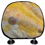 Yellow And White Python Snake Print Car Headrest Covers
