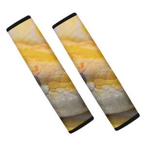 Yellow And White Python Snake Print Car Seat Belt Covers